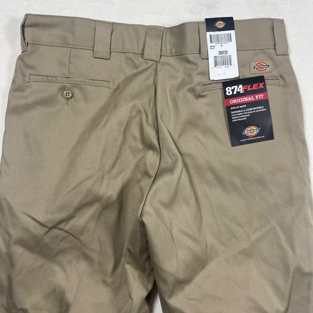 Dickies 874 Flex Original Fit Khaki Work Pants Men 38x30 Workwear Utility 874FDS - Picture 7 of 13